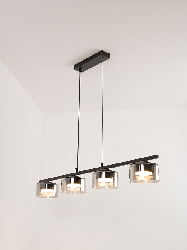 Подвесная люстра со стеклянными плафонами PP-53113-4-black