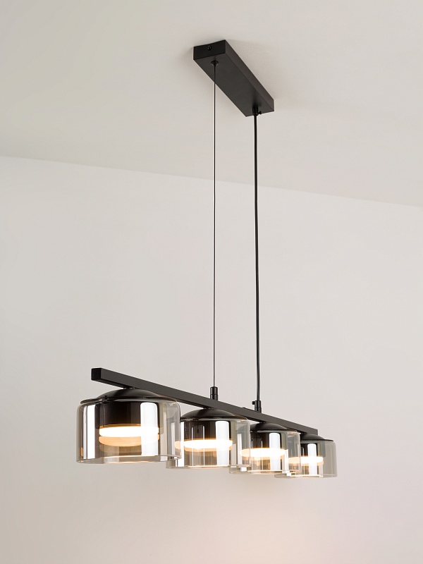 Подвесная люстра со стеклянными плафонами PP-53113-4-black